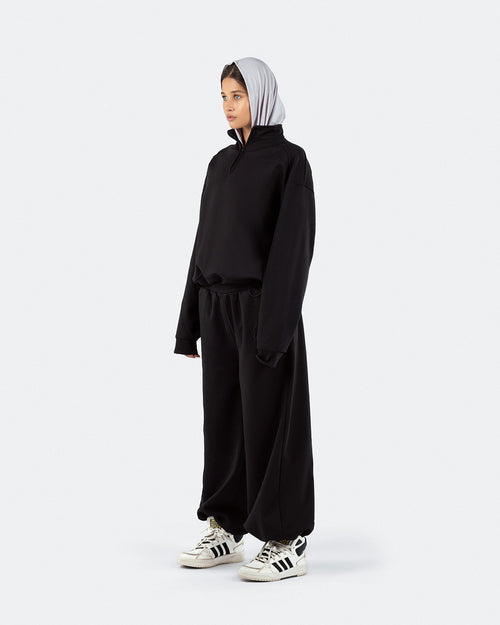 Adjustable Quarter-Zip Top - Black
