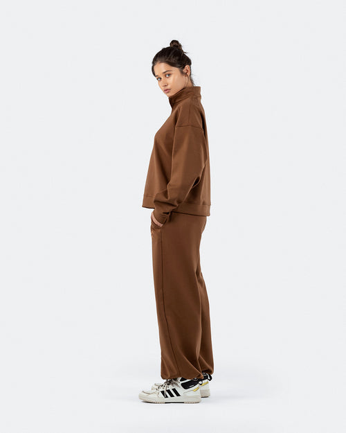 Adjustable Quarter-Zip Top - Brown